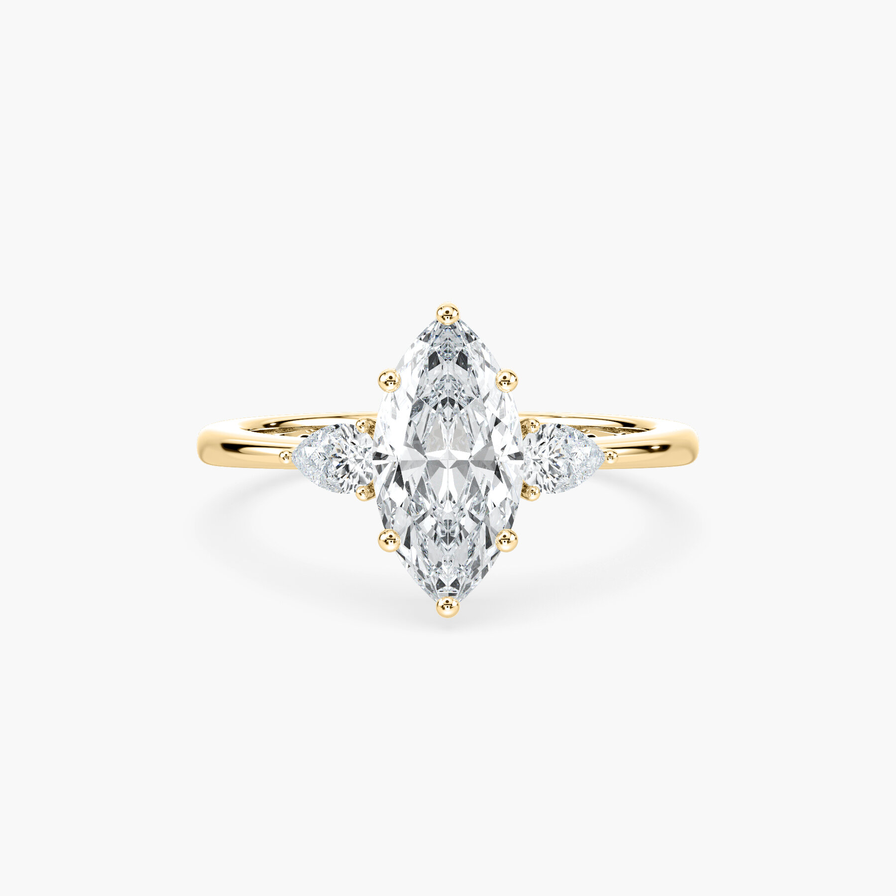 1.50 Carat Marquise Flourish Three Stone Ring
