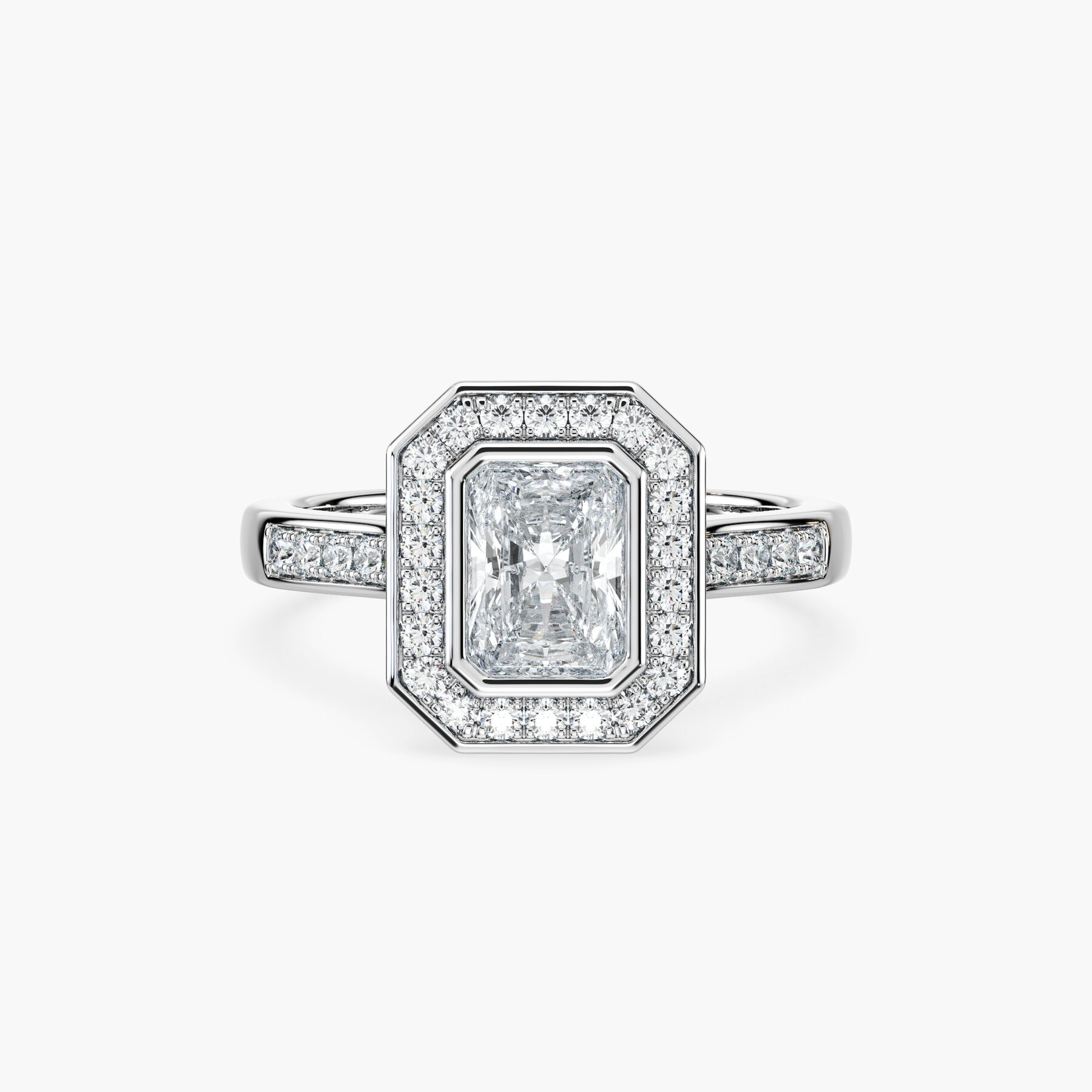 1 Carat Radiant Halo Diamond Ring