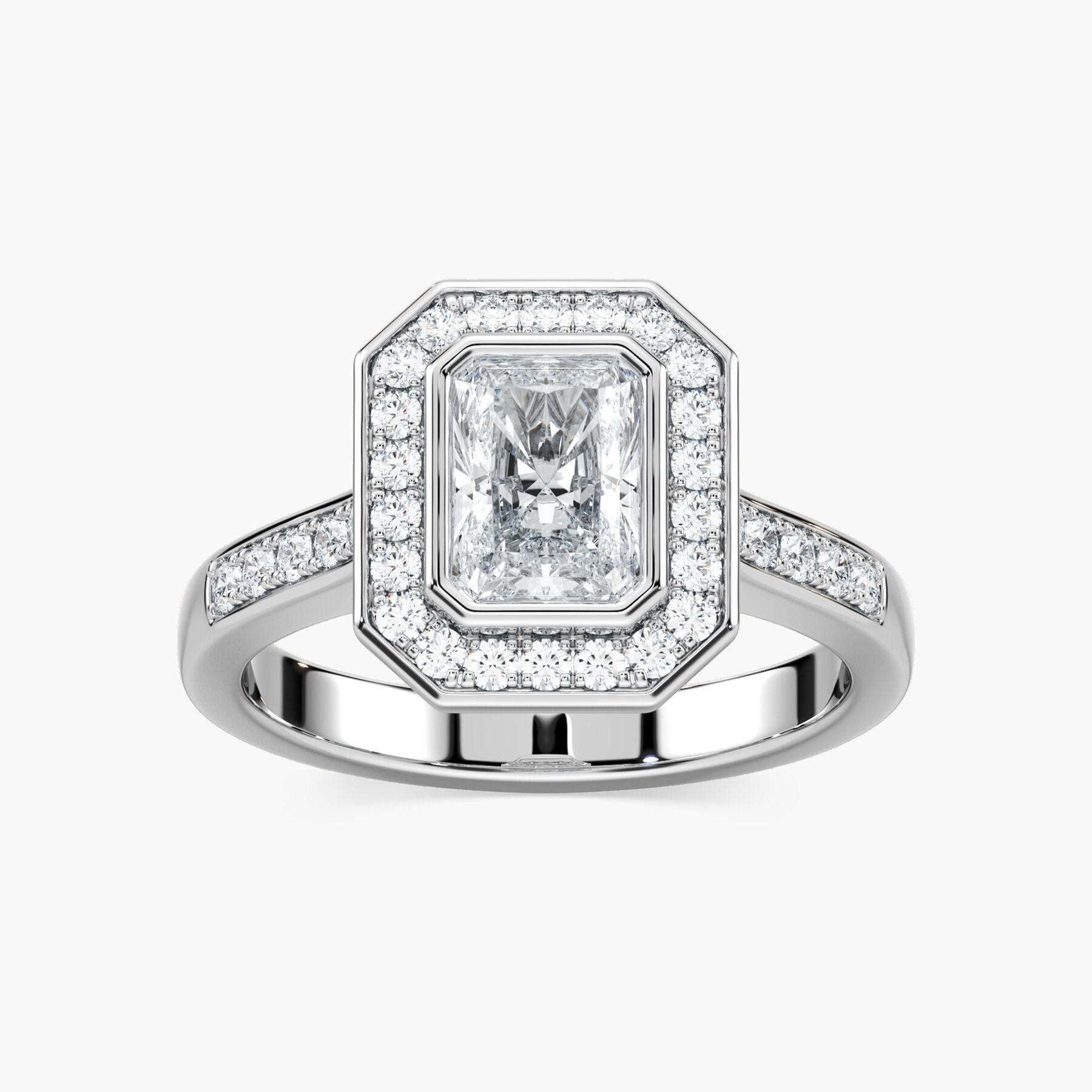 1 Carat Radiant Halo Diamond Ring