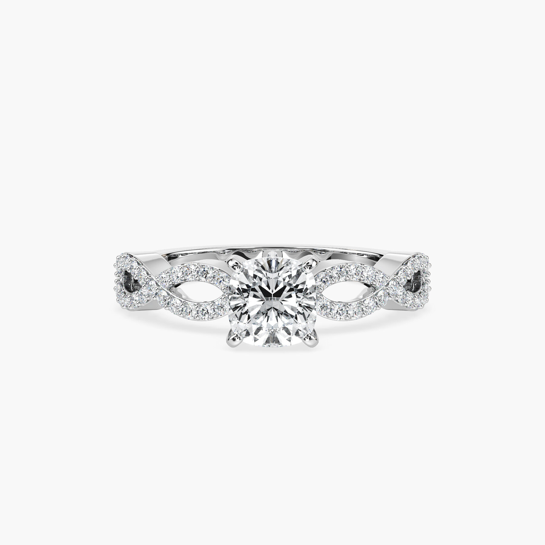 1 Carat Cushion Square Side Stone Allure Ring