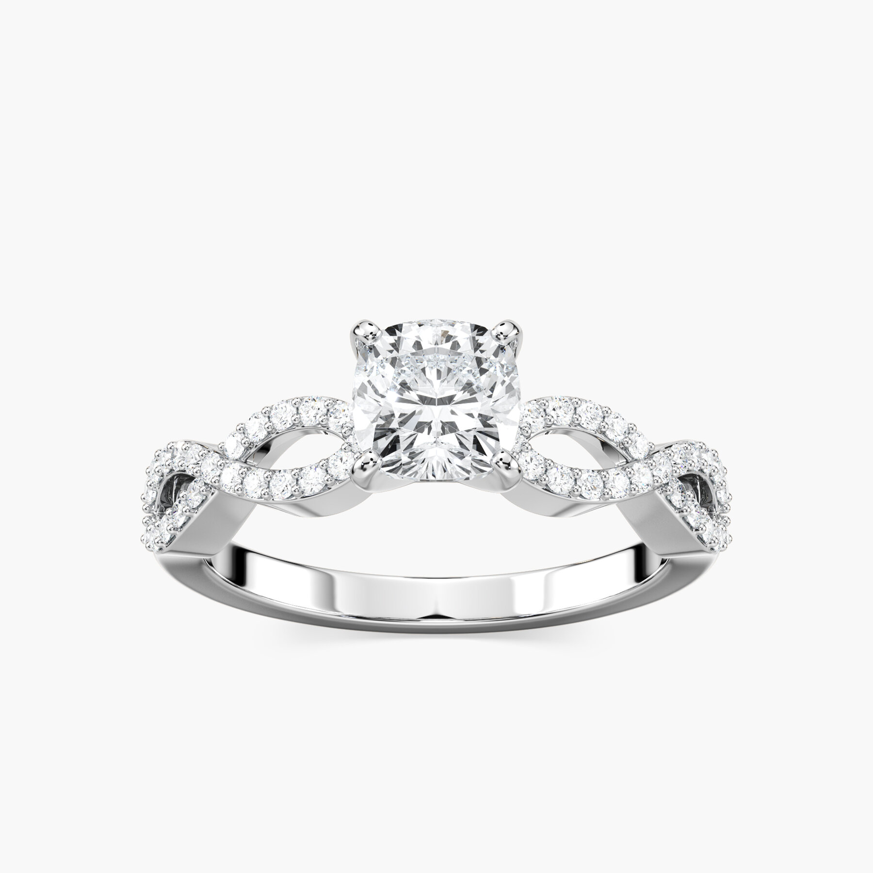 1 Carat Cushion Square Side Stone Allure Ring