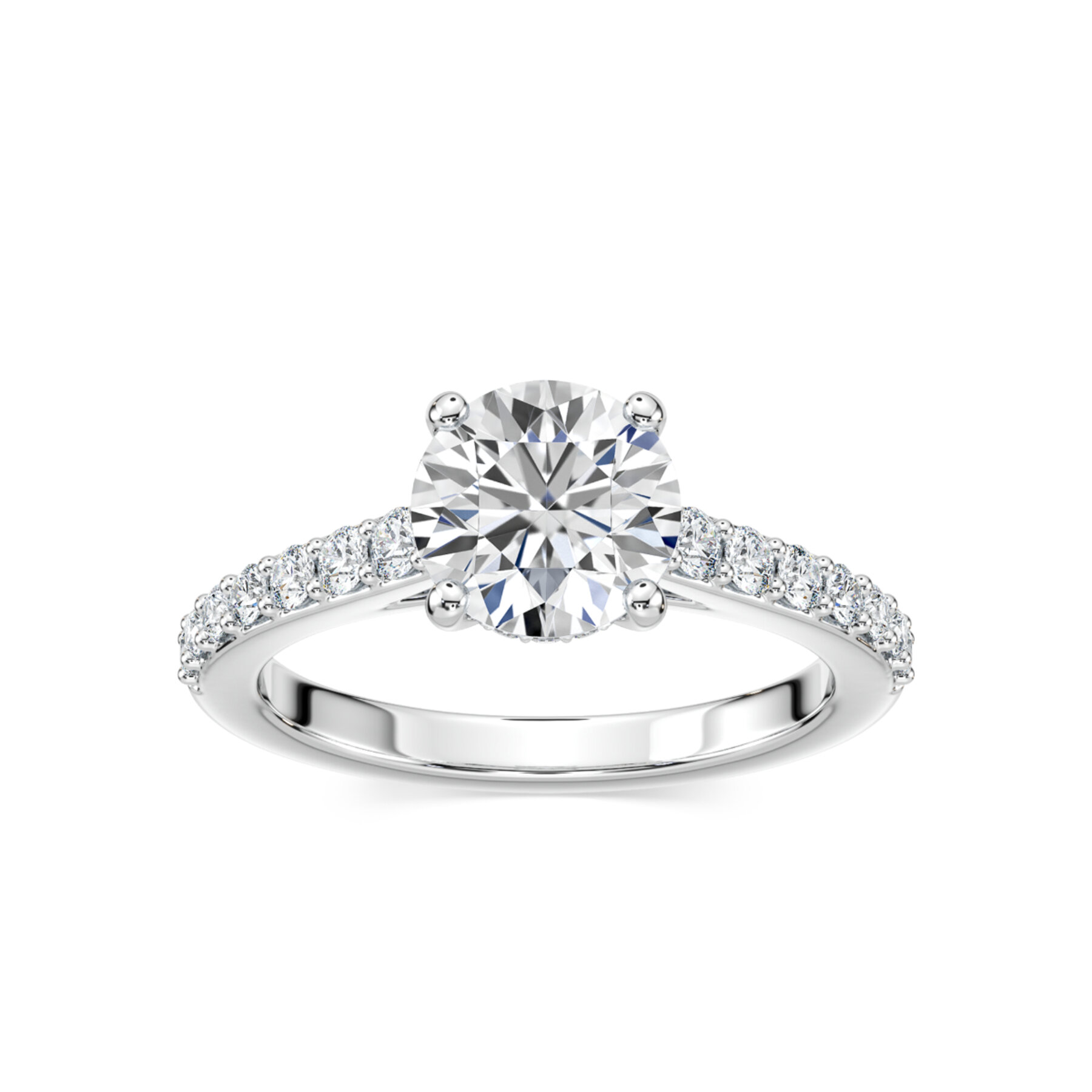 1.50 Carat Round Diamond Hidden Halo Angel Ring