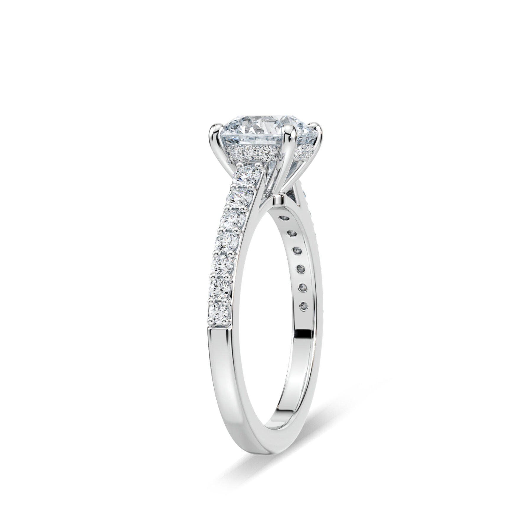 1.50 Carat Round Diamond Hidden Halo Angel Ring