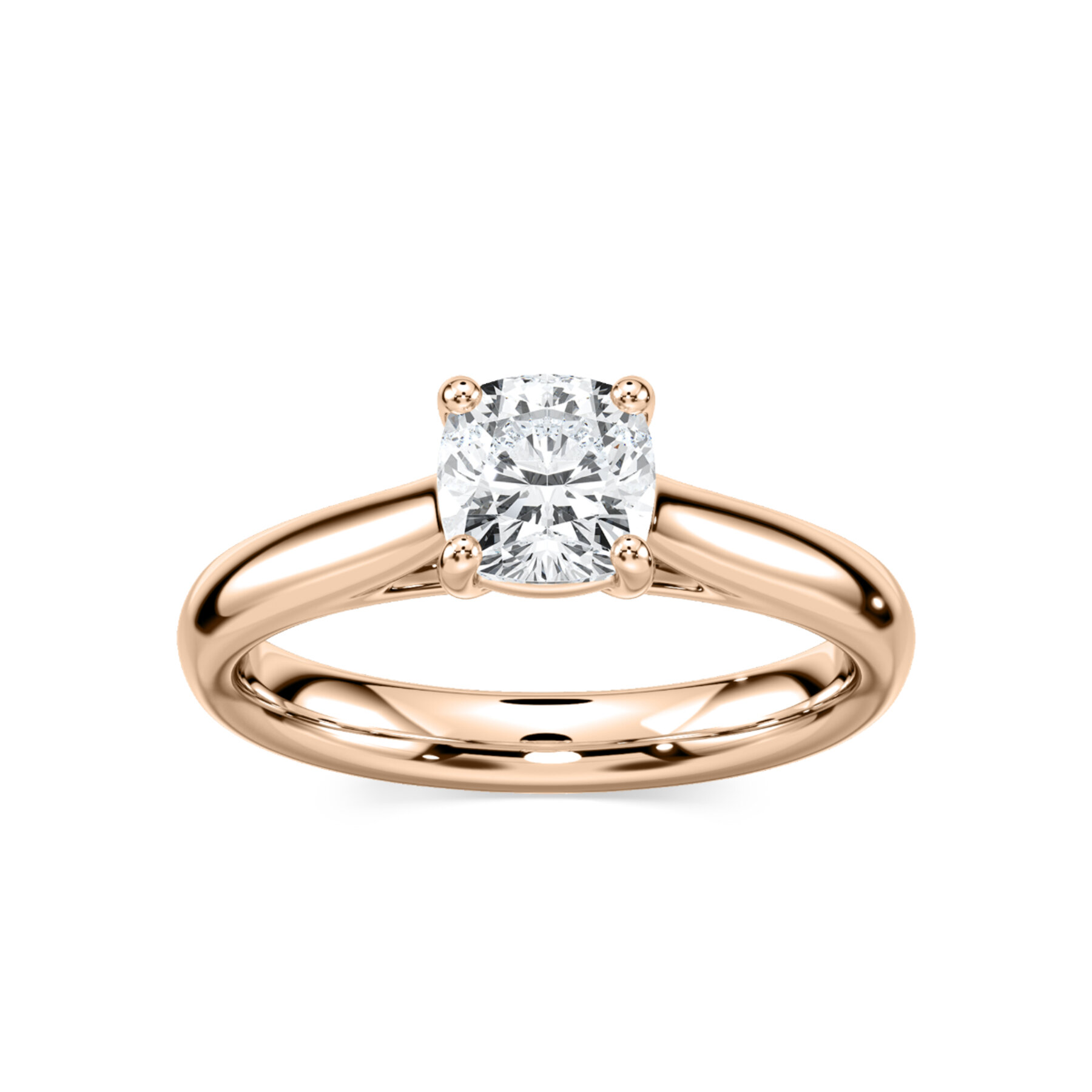 1 Carat Single Cushion Shape Diamond Solitaire Ring in 18KT Gold