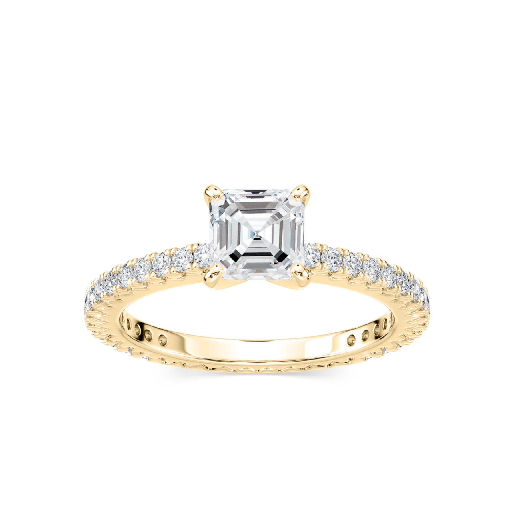 1 Carat Square Emerald Diamond Marilyn Accented Ring