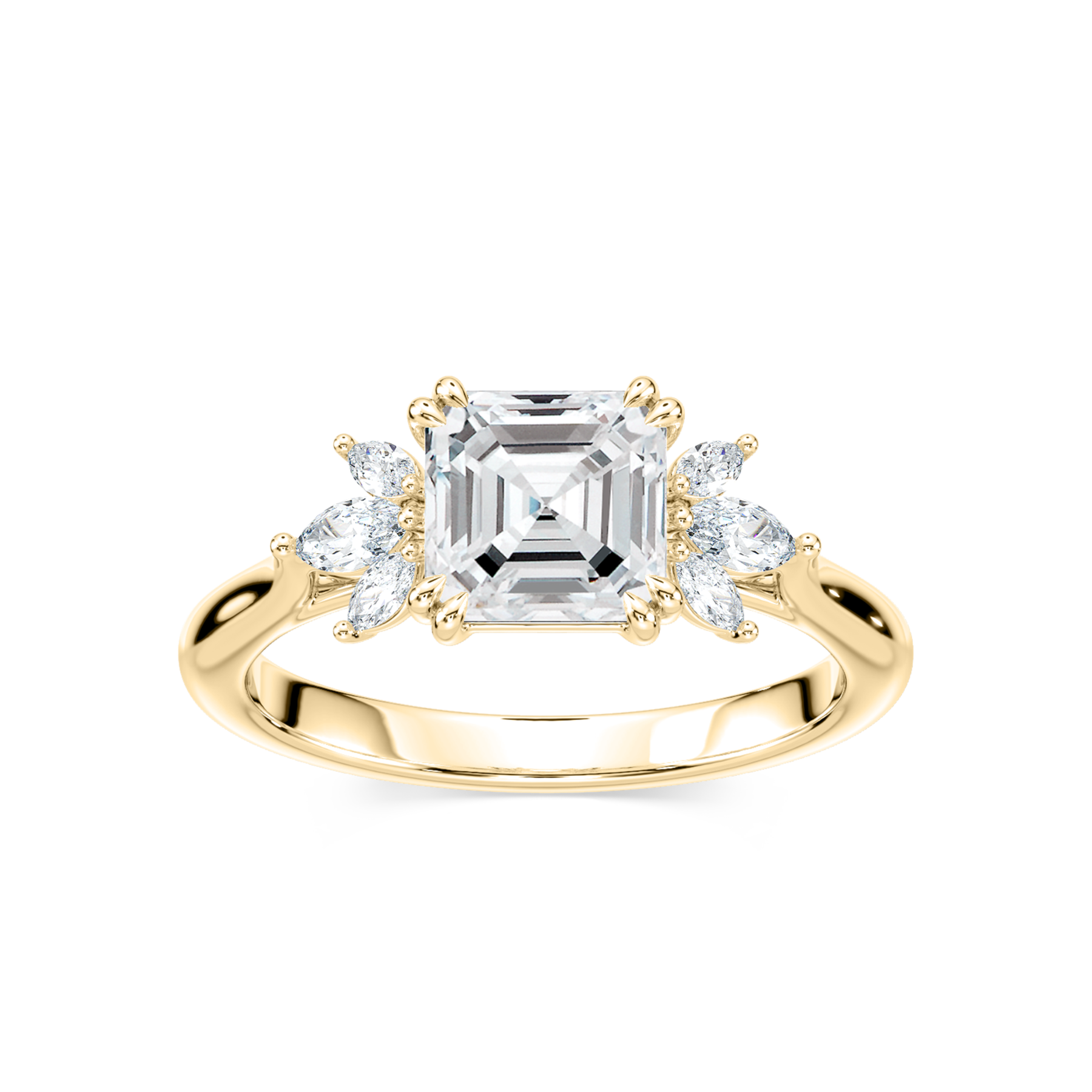 1.50 Carat Square Emerald Side Stone nirvana ring