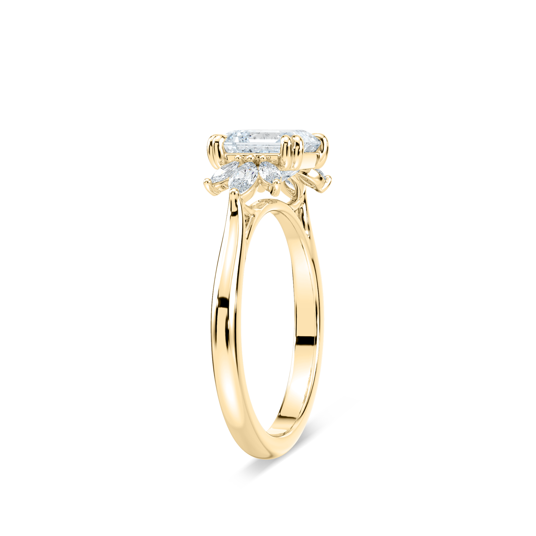 1.50 Carat Square Emerald Side Stone nirvana ring