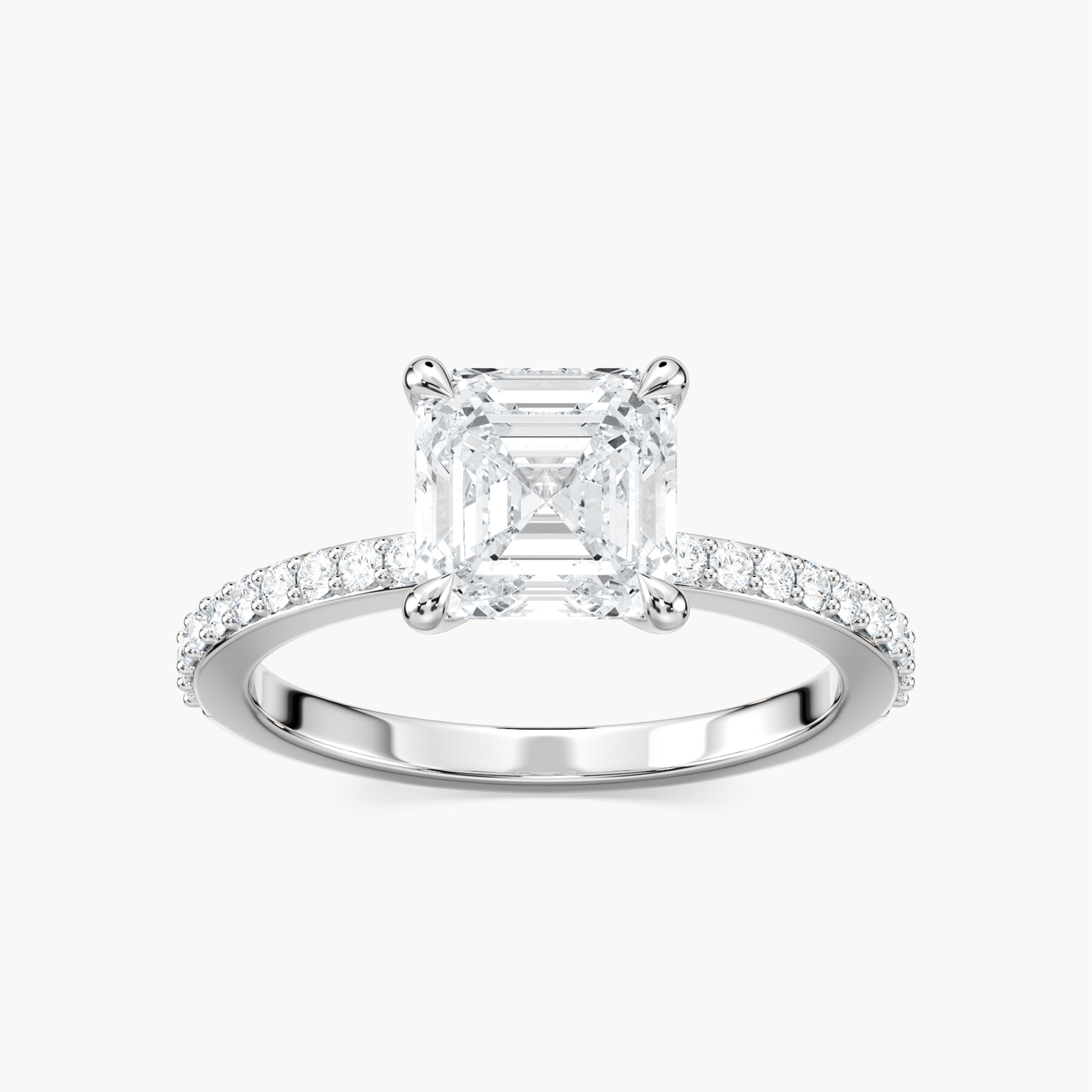 2 Carat  Square Emerald  Side Stone Olivia Ring