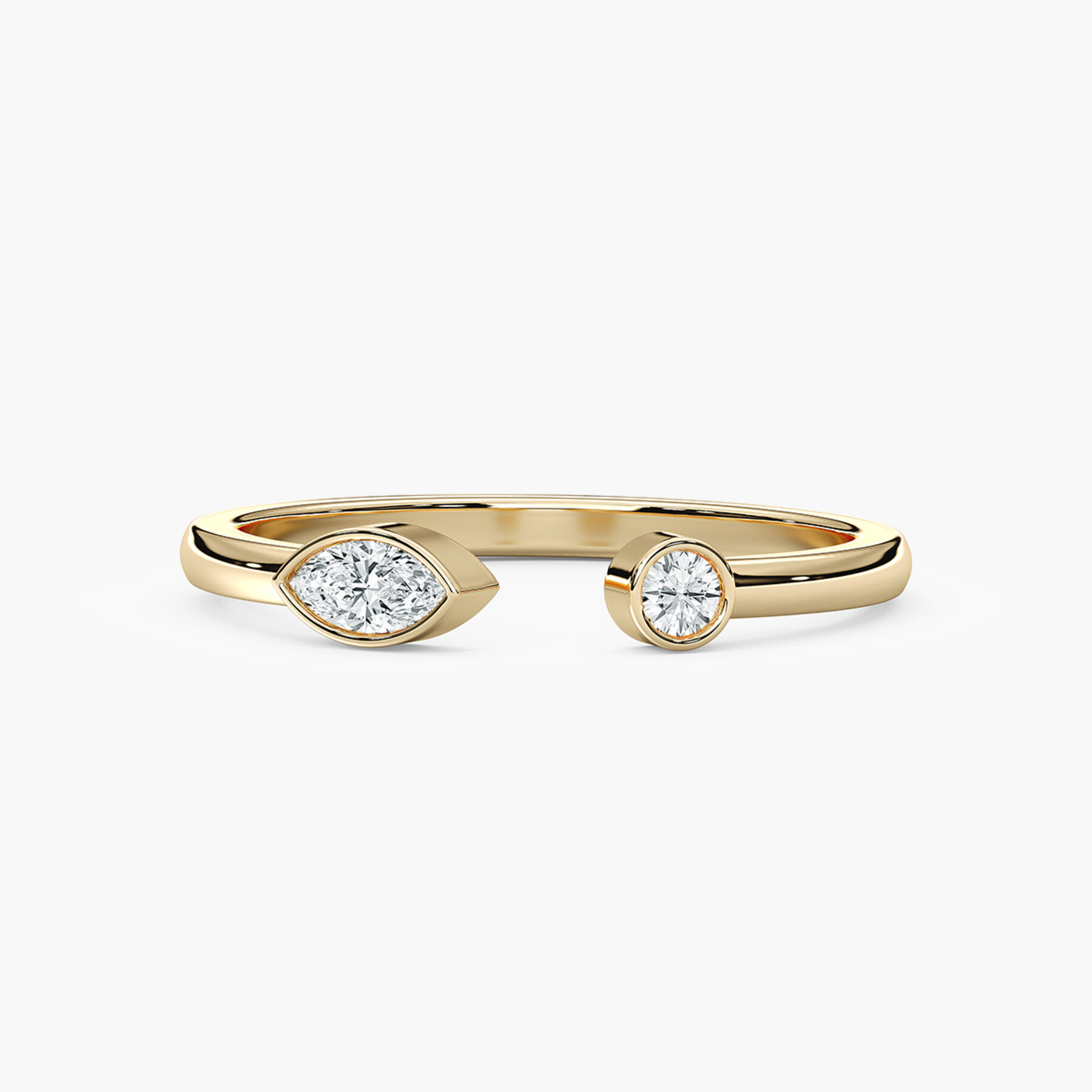 marquise And Round Diamonds Open Gap Wedding Band