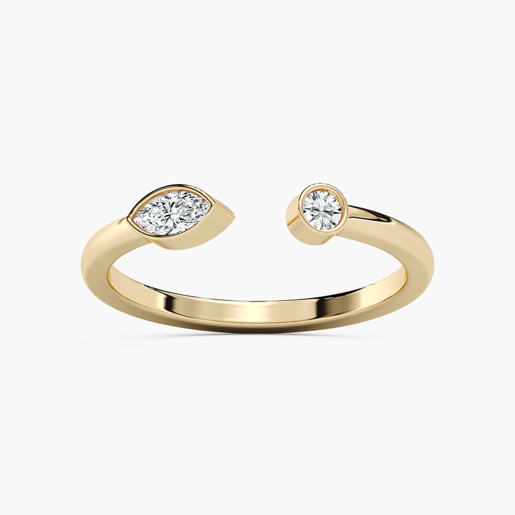 marquise And Round Diamonds Open Gap Wedding Band