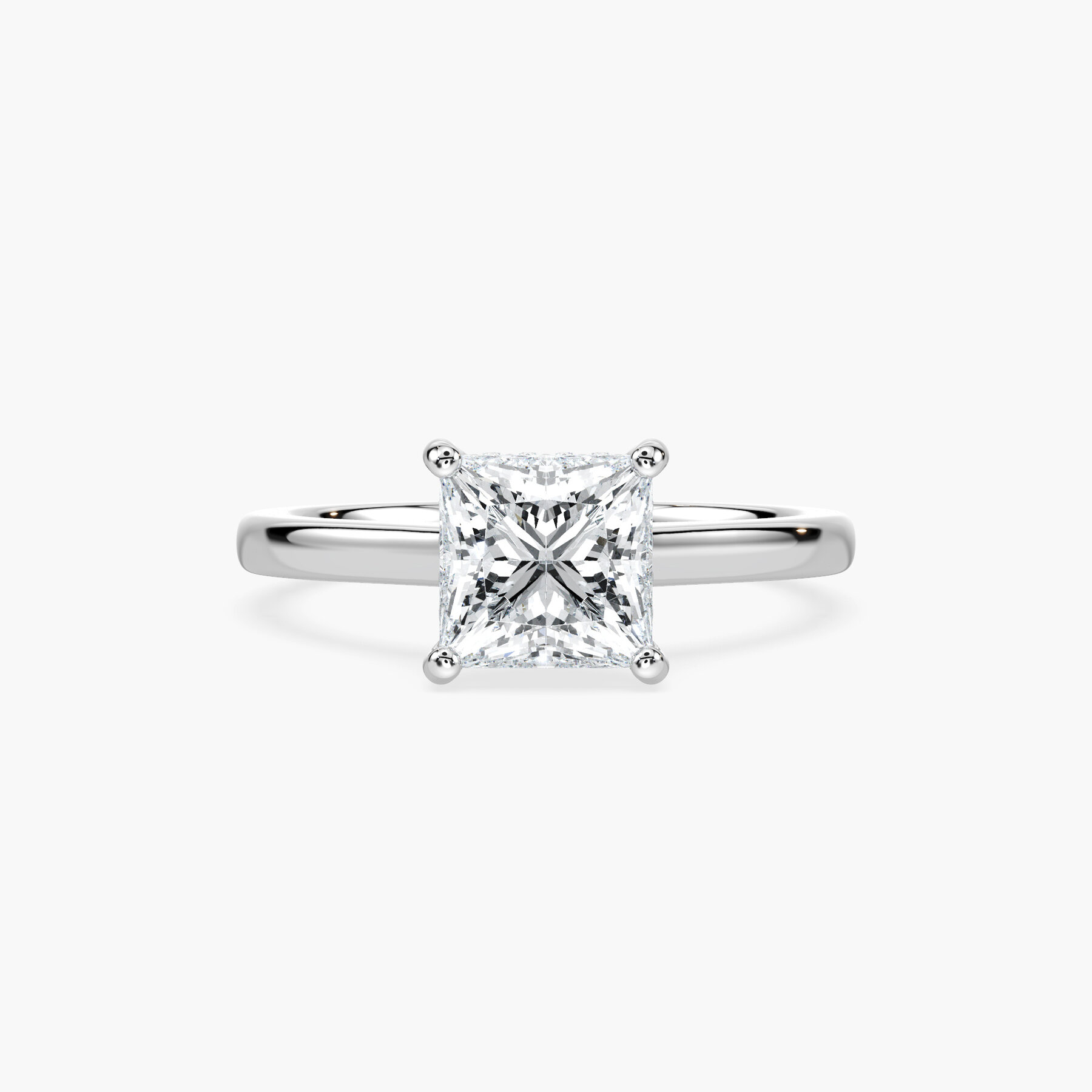 2 Carat Princess Hidden Halo Solitaire Ring