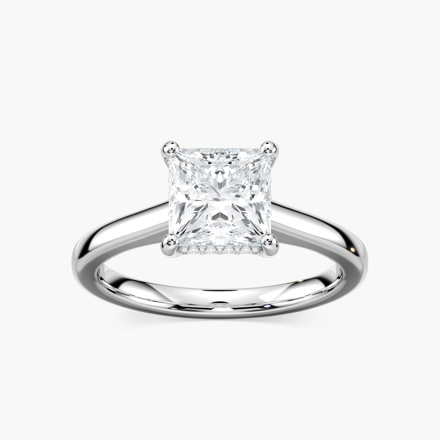 2 Carat Princess Hidden Halo Solitaire Ring