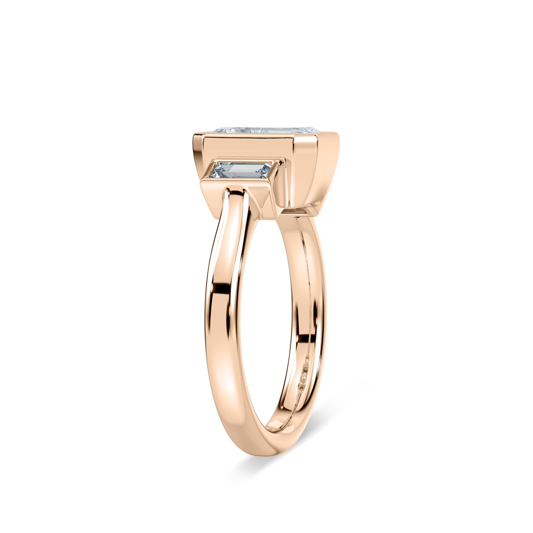 2.50 Carat Emerald And Baguette Diamond Selwyn Three Stone Ring 