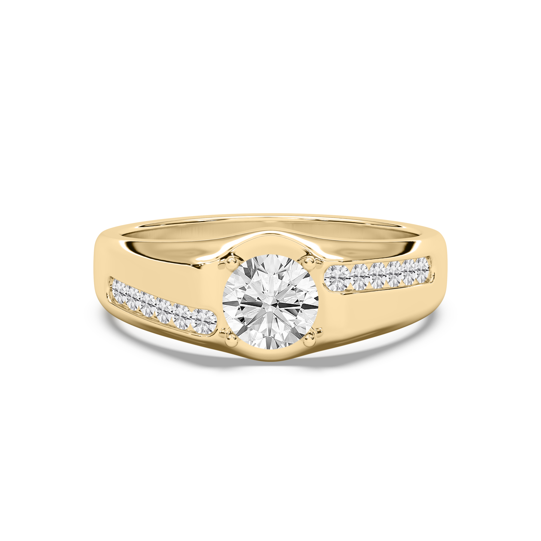 1 Carat Round Shaped Lab Diamond Gold Promise Ring