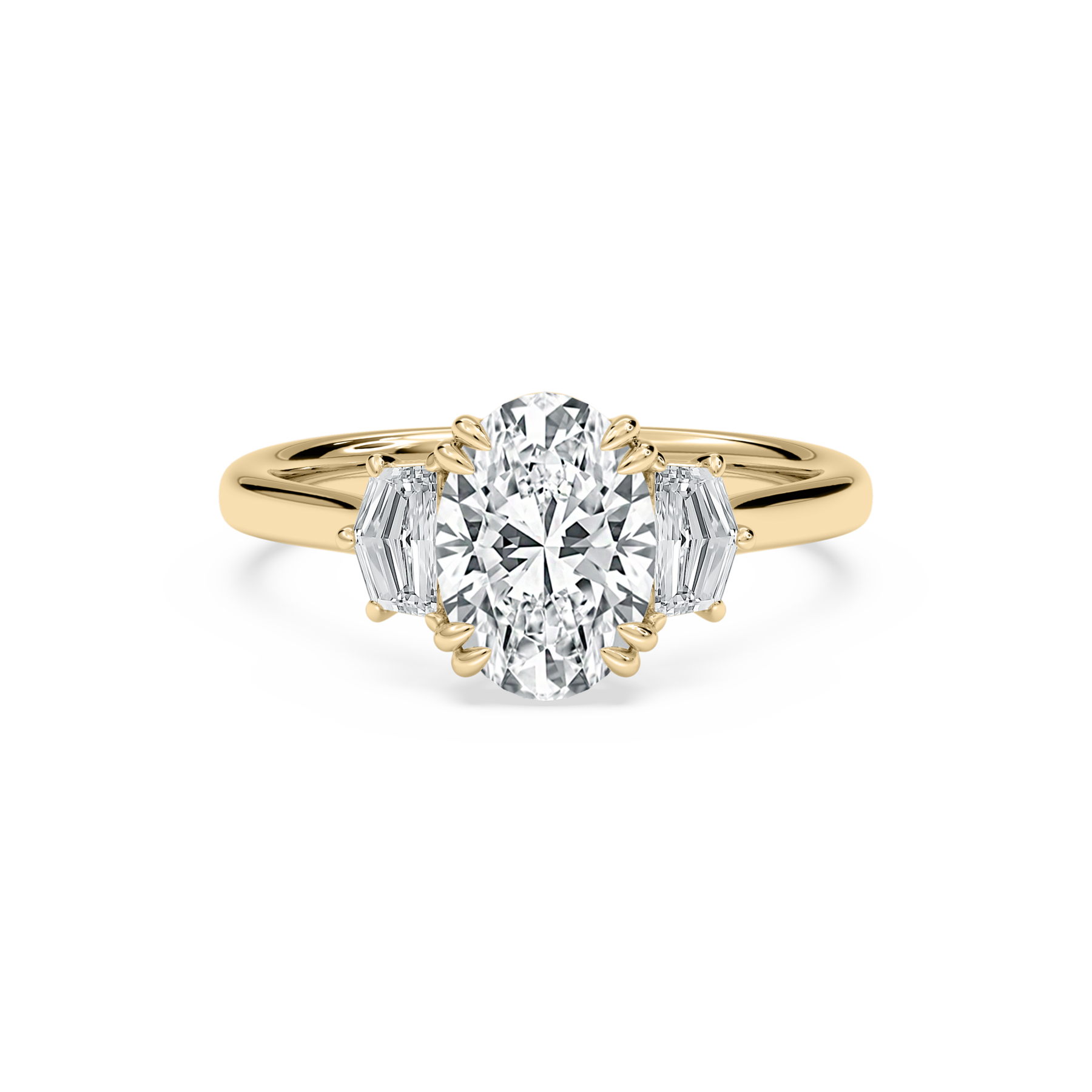 Oval And Cadilac Lab Diamond Three Stone Ring