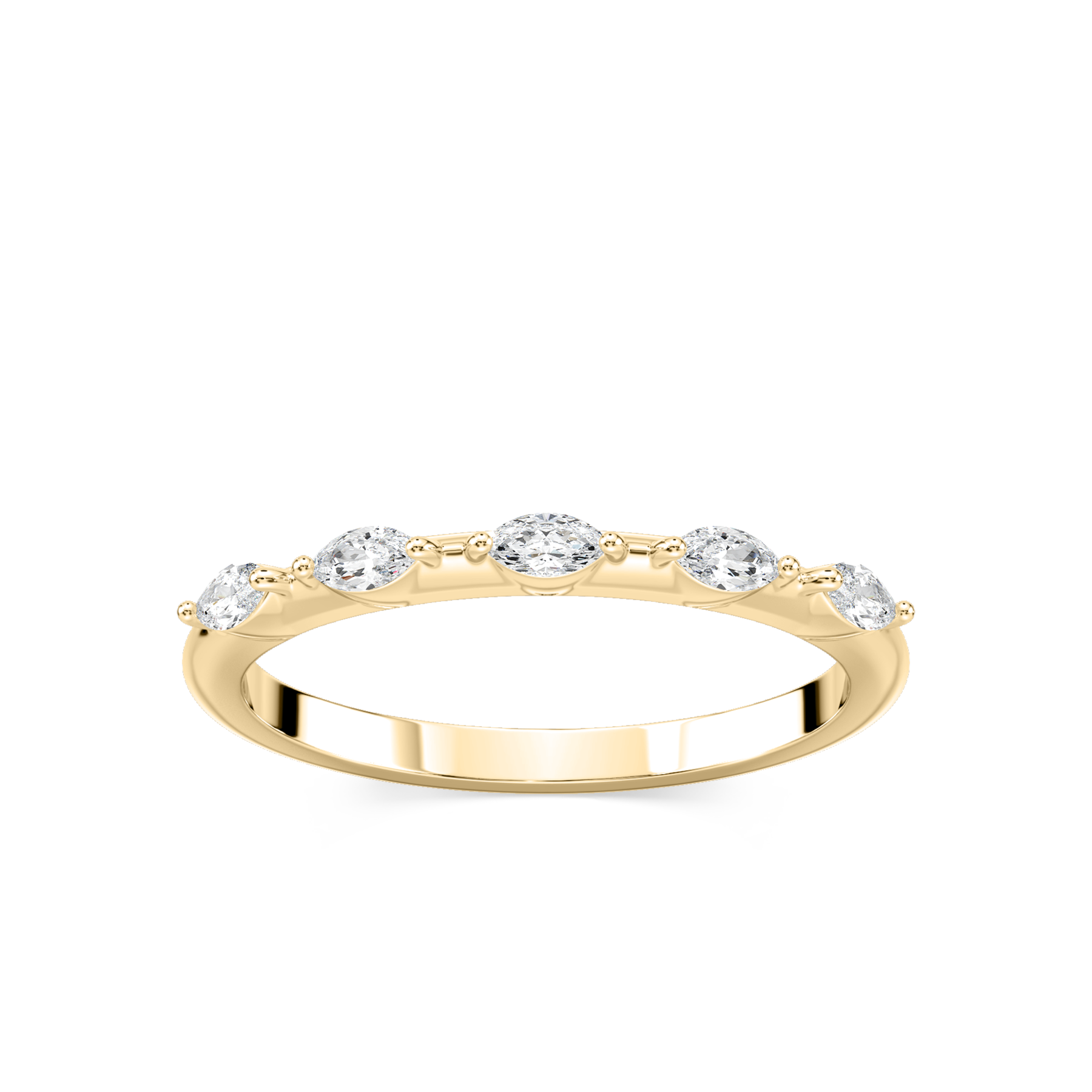 Marquise Shaped Diamond Gold Wedding Ring
