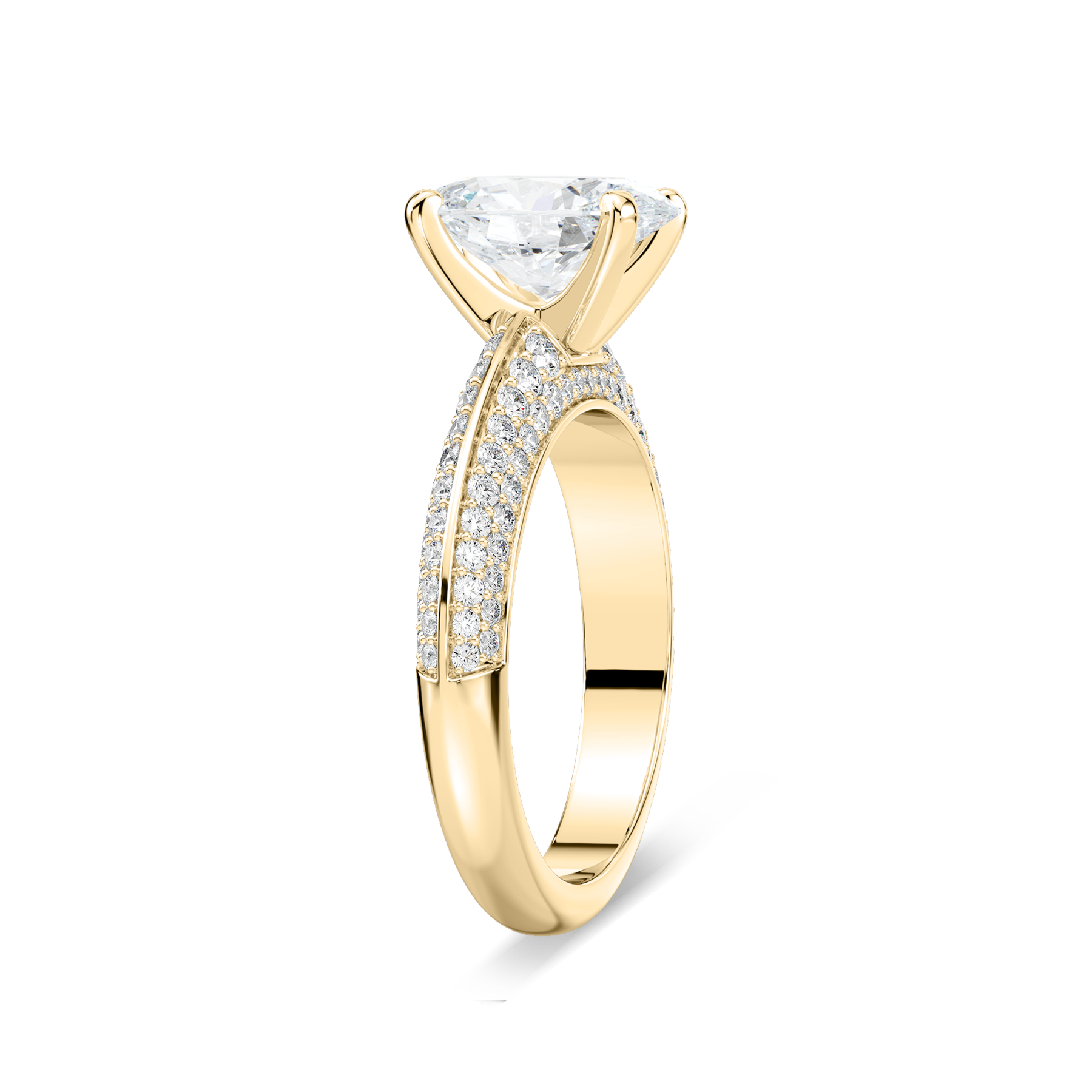2 Carat Oval Lab Diamond Knife Edge Pave Set Engagement Ring
