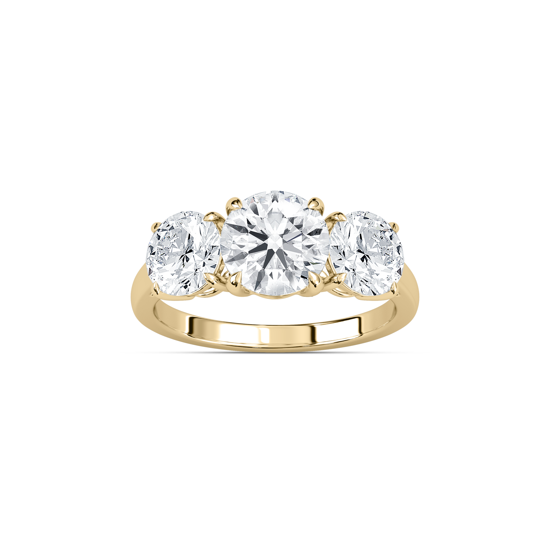 3.50 Carat Round Diamond Miska Three Stone Ring