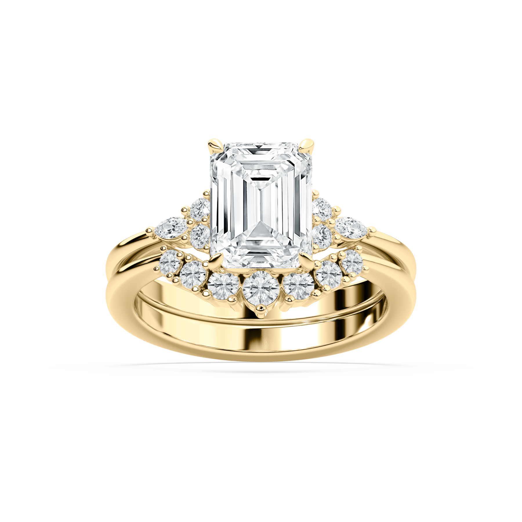 2.50 Carat Emerald Shape Lab Diamond Anniversary Rings 