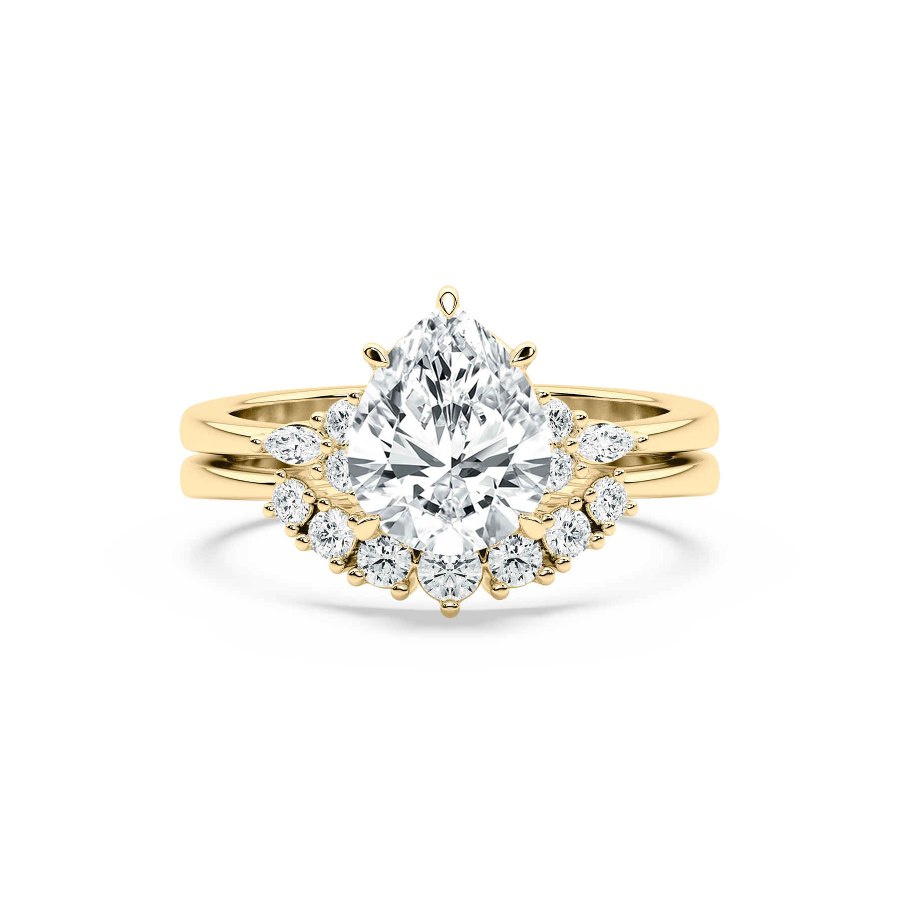 2.50 Carat Pear Shape Diamond Bridal Set Ring