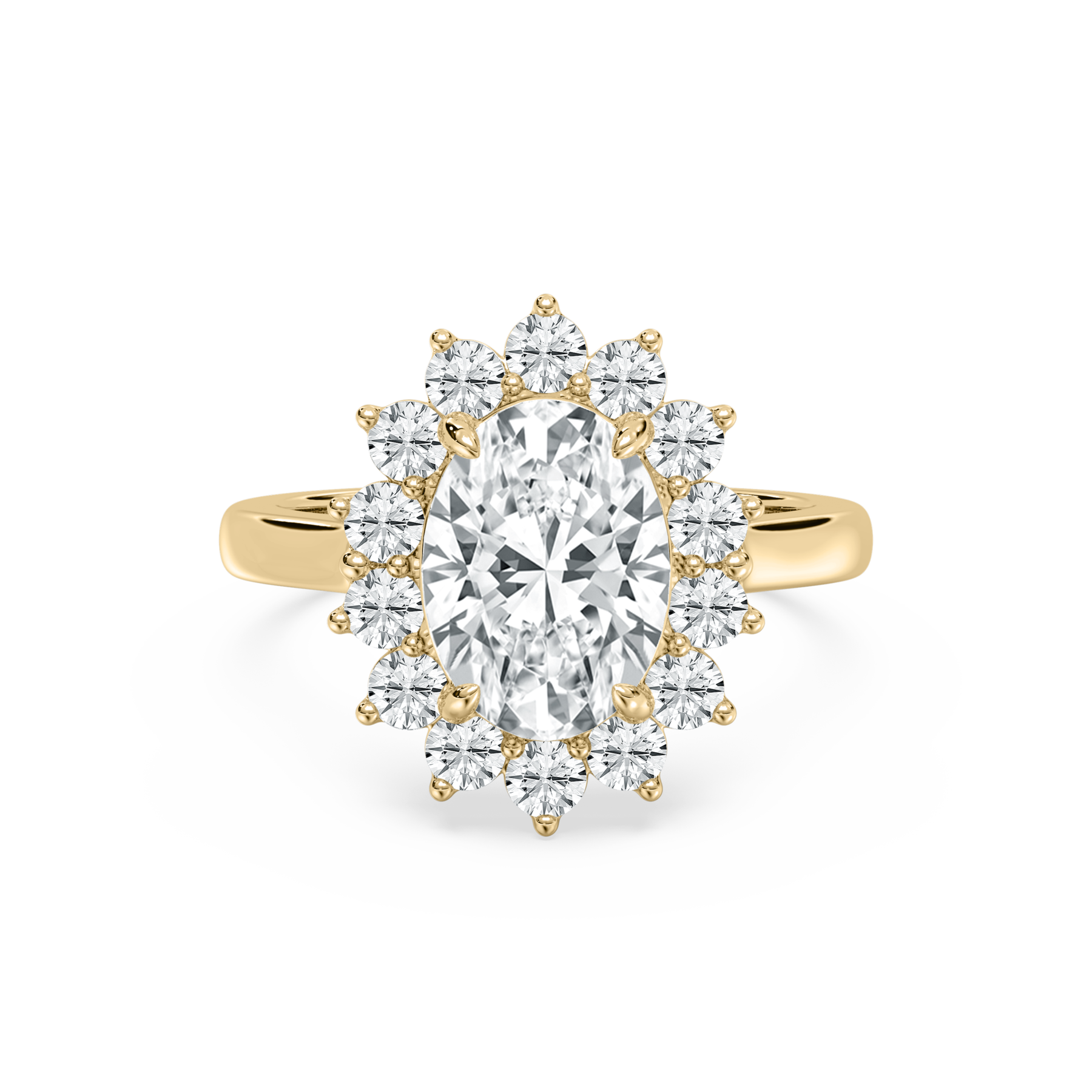 Unique Oval Shape Halo Diamond Engagement Ring