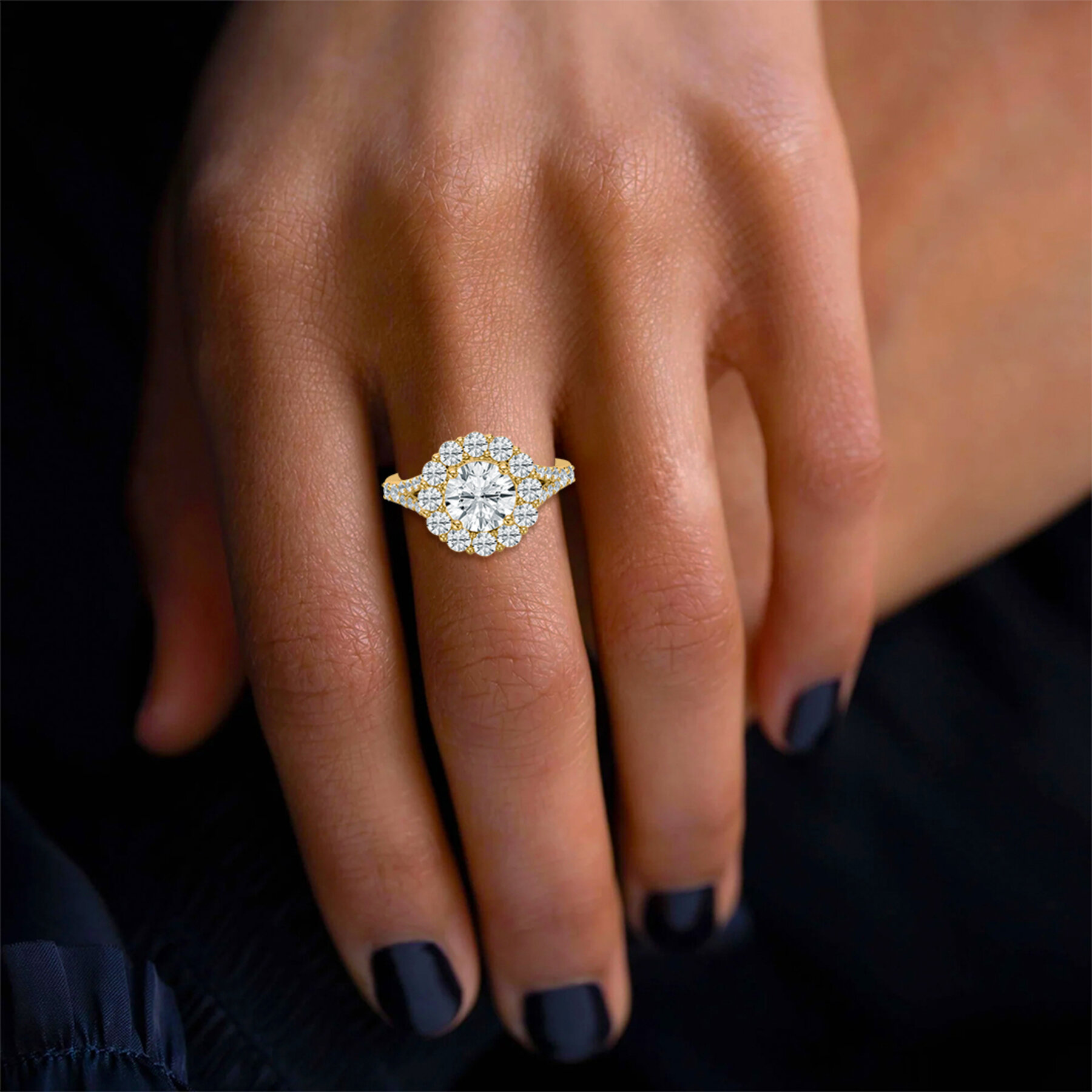 2 Carat Center Round Diamond Letizia Halo Ring