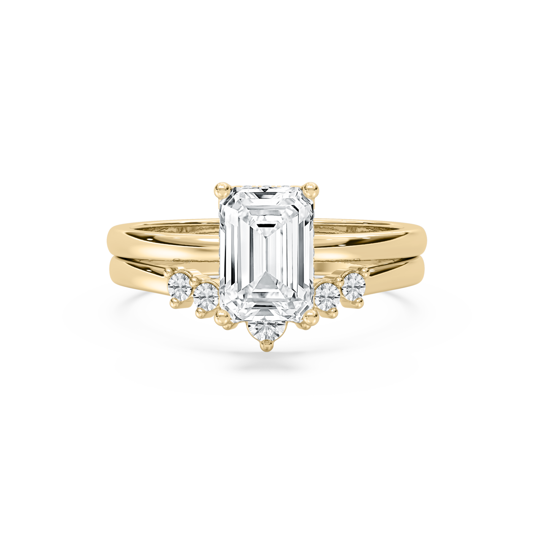 2 Carat Emerald Shape Lab Grown Diamond Bridal Set Ring