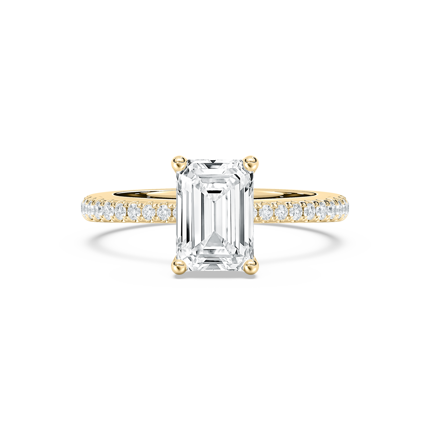 Emerald And Round Diamond Mallory Side Stone Ring