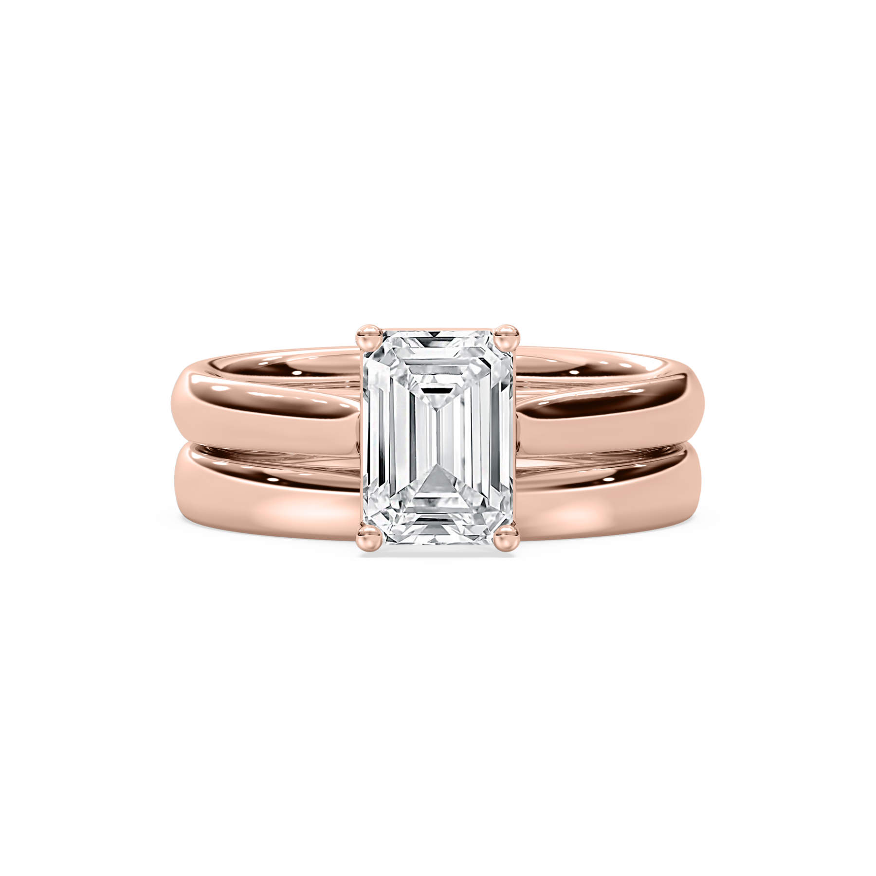 1 Carat Emerald Diamond Bridal Wedding Ring Set