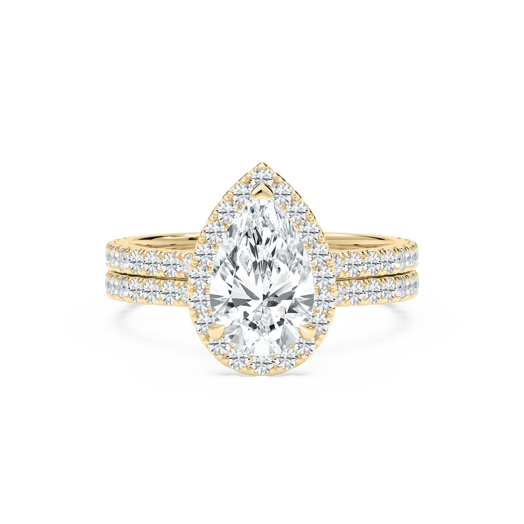 1 Carat Pear Lab Grown Diamond Promise Bridal Set Ring