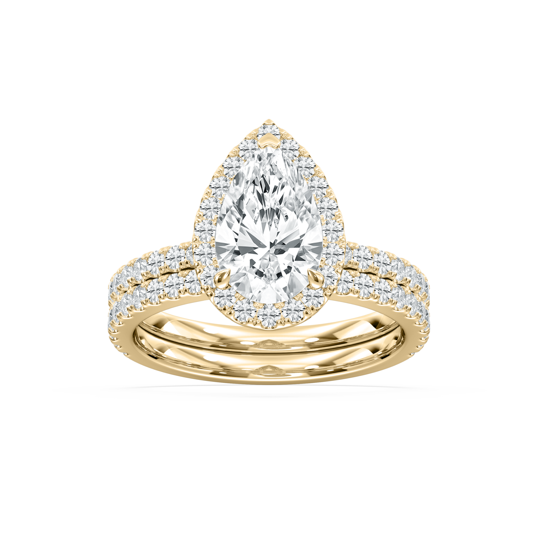 1 Carat Pear Lab Grown Diamond Promise Bridal Set Ring