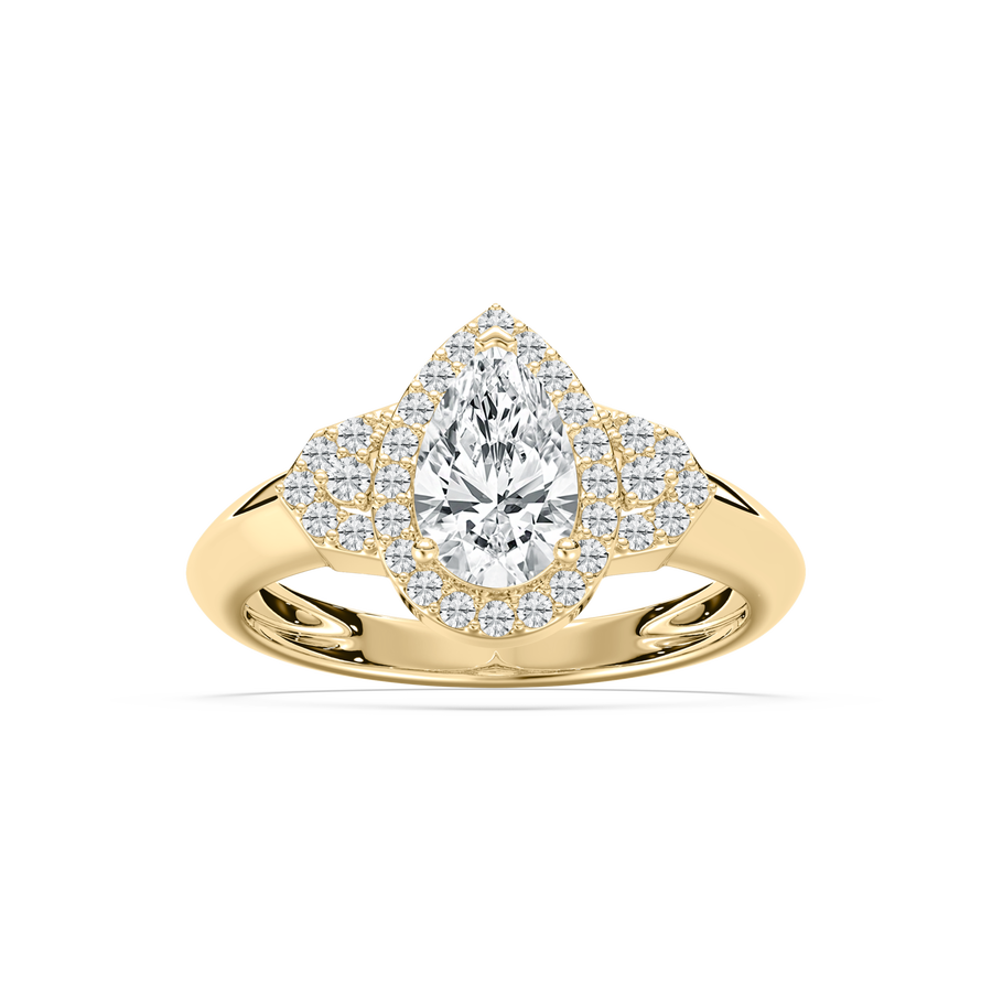 1.30 Carat Round And Pear Diamond Elsie Side Stone Ring