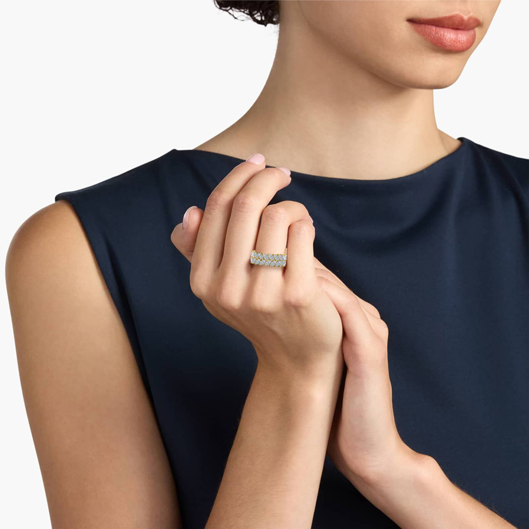 6 Carat Marquise Diamond Double Line Full Eternity Band