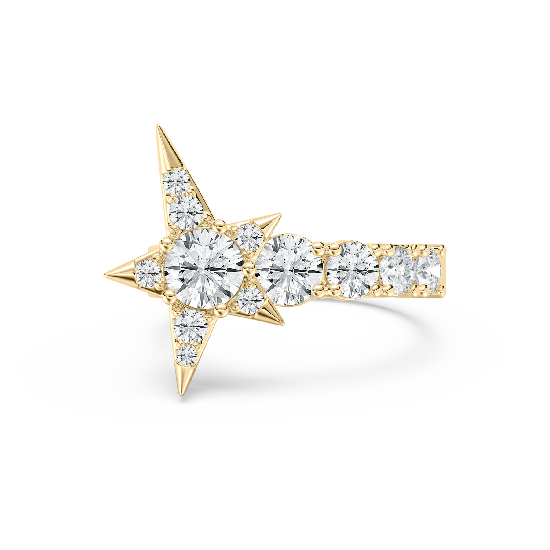 Round Diamond Georgia Side Stone Ring