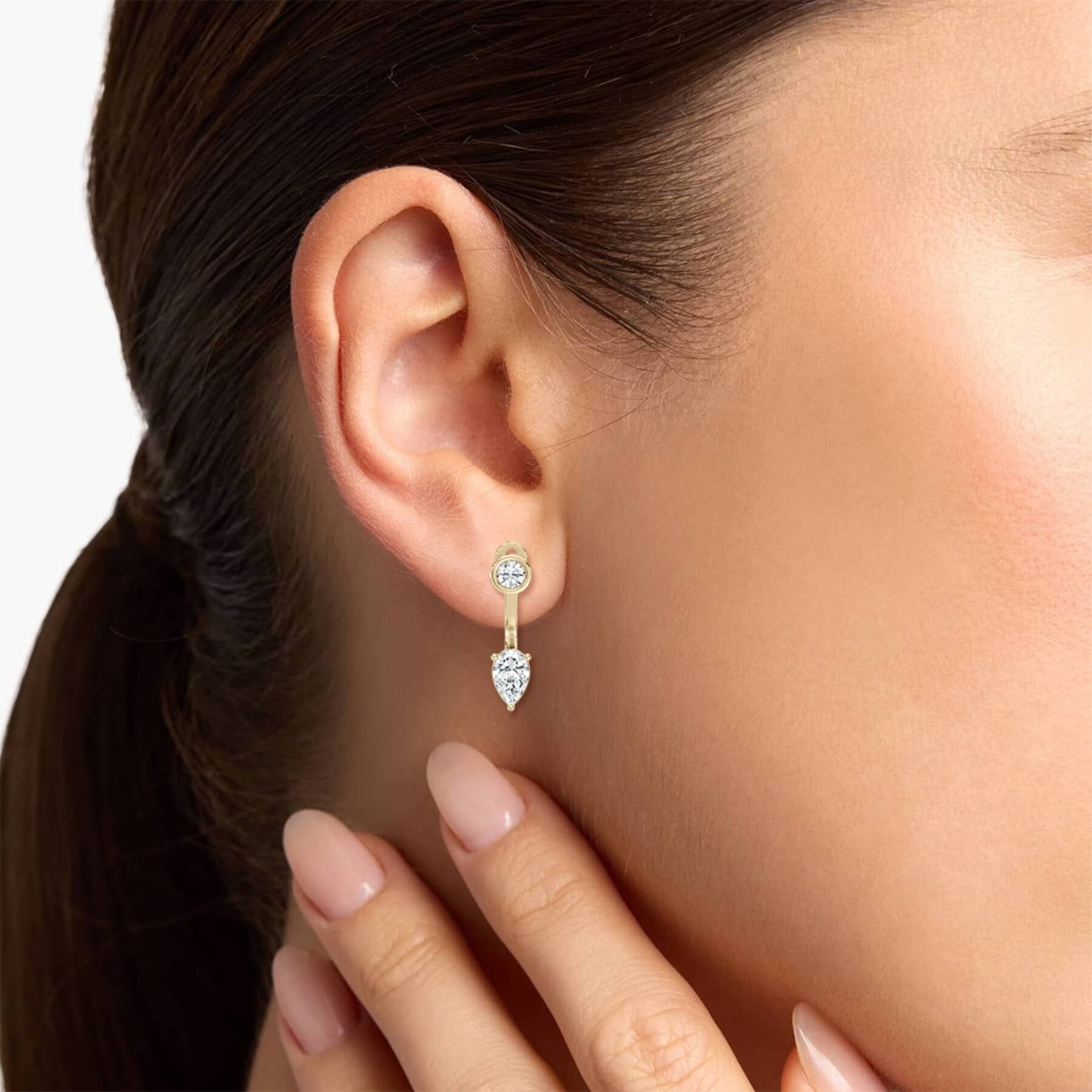 Pear And Round Diamond Oratile Fashion Earring